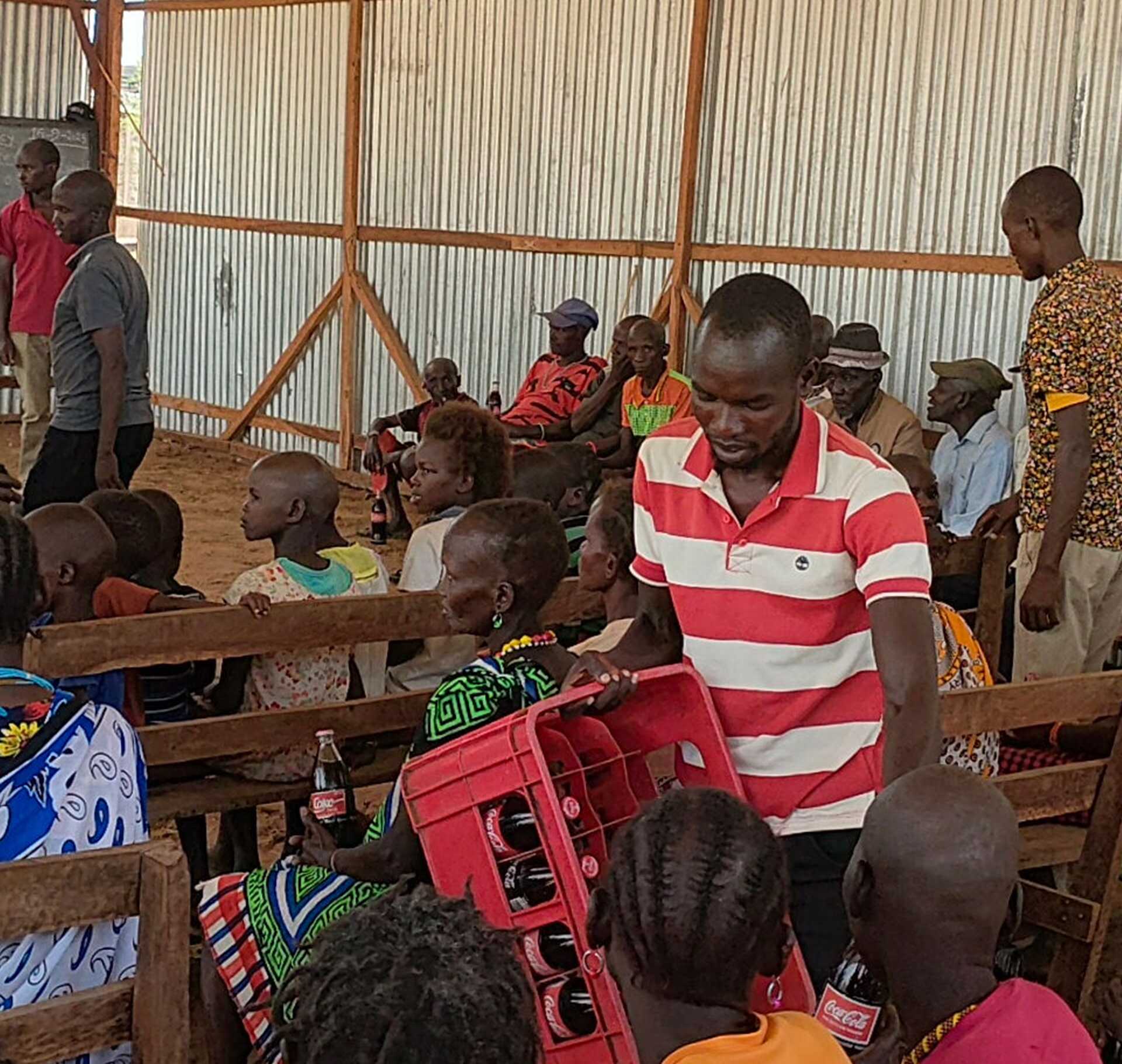 Family receiving food package